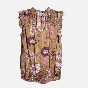 NWT Joie Floral Sleeveless Blouse Women’s S Ruffle Tie Boho